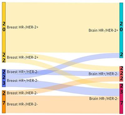 Conversion of ER, PR, HER2 and Ki-67 and Prognosis in breast cancer metastases to the brain